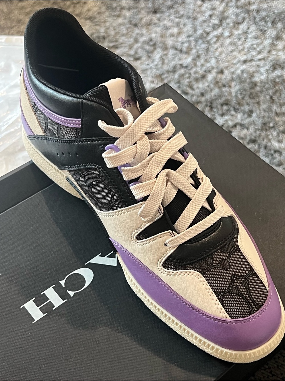 Coach Low-Top Sneaker in Purple, Black & Cream